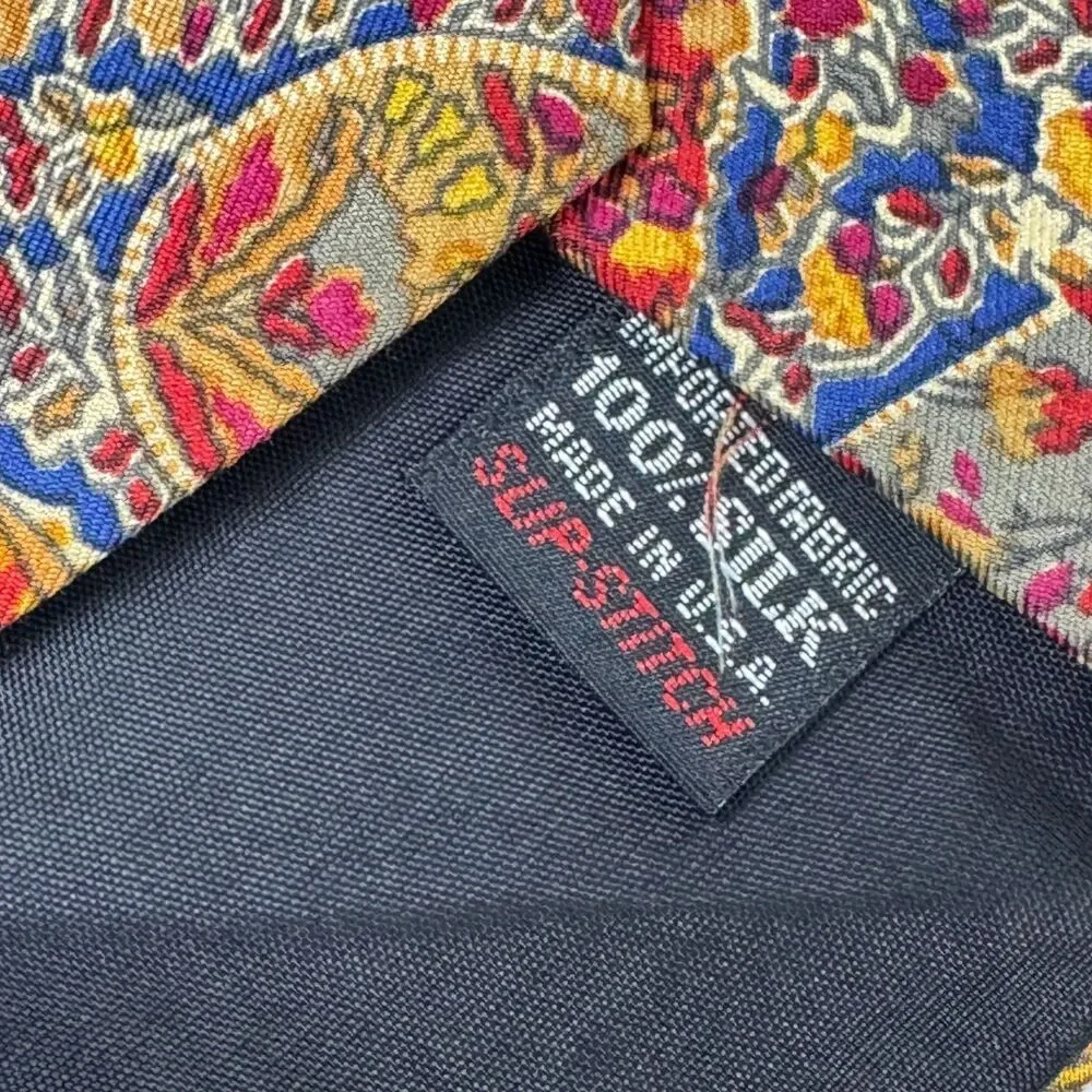 Vintage‎ Etro Silk Tie Paisley Baroque Multicolor Milano Italy Print Made in USA